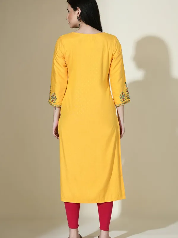 Yellow Embroidered Kurta