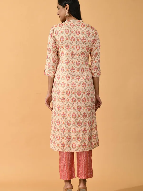 Beige Printed Kurta Set