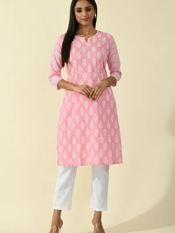 Pink Pintex Printed Kurta