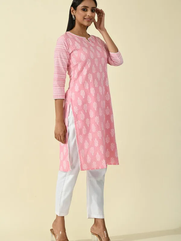 Pink Pintex Printed Kurta