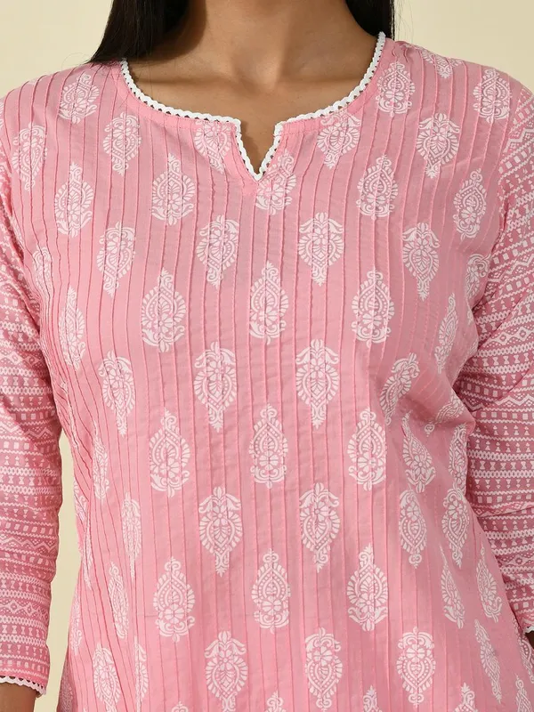 Pink Pintex Printed Kurta