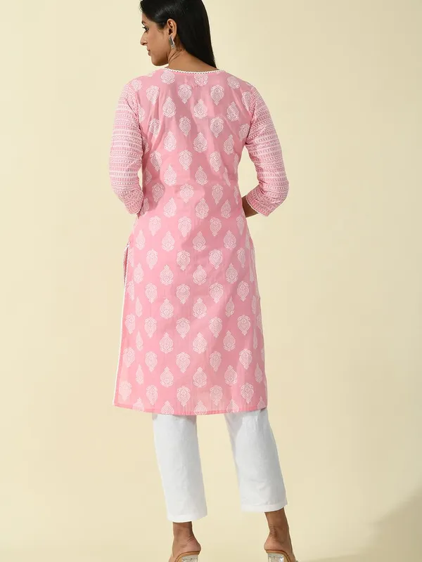 Pink Pintex Printed Kurta