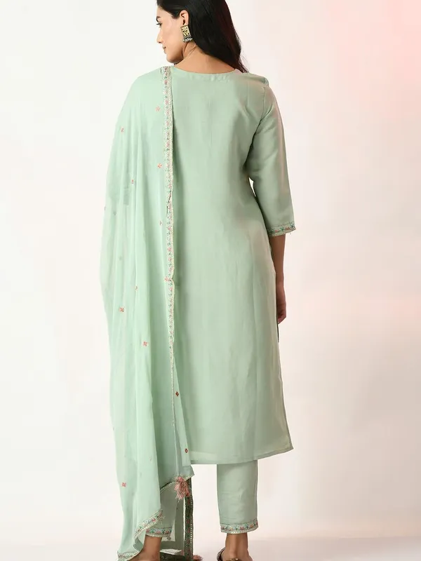 Green Yoke Embroidered Kurta Set