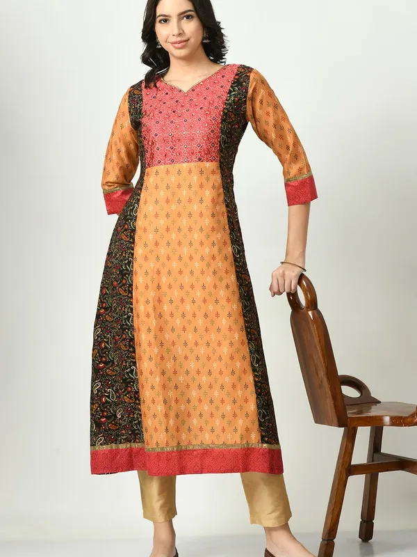 Multi Yoke Embroidered A-line Dress