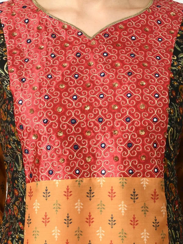 Multi Yoke Embroidered A-line Dress