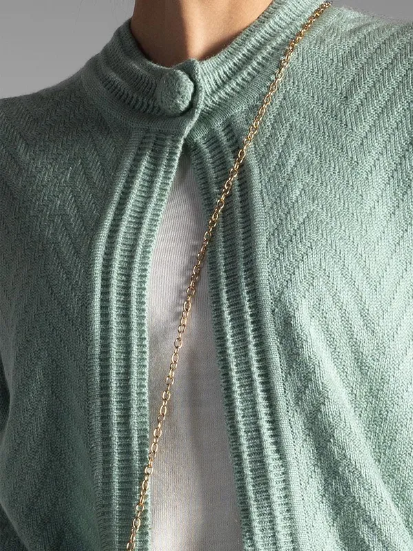 Winter Pista Green Knitted Cardigan