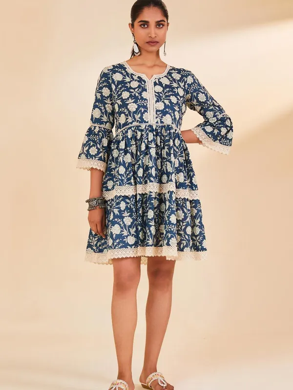 Teal Printed A-Line Tunic