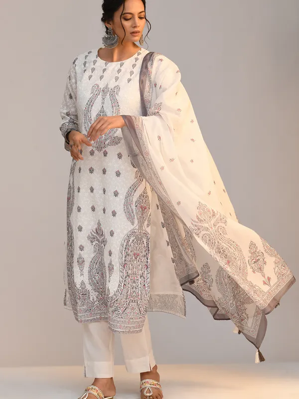 White Embroidered Kurta Set