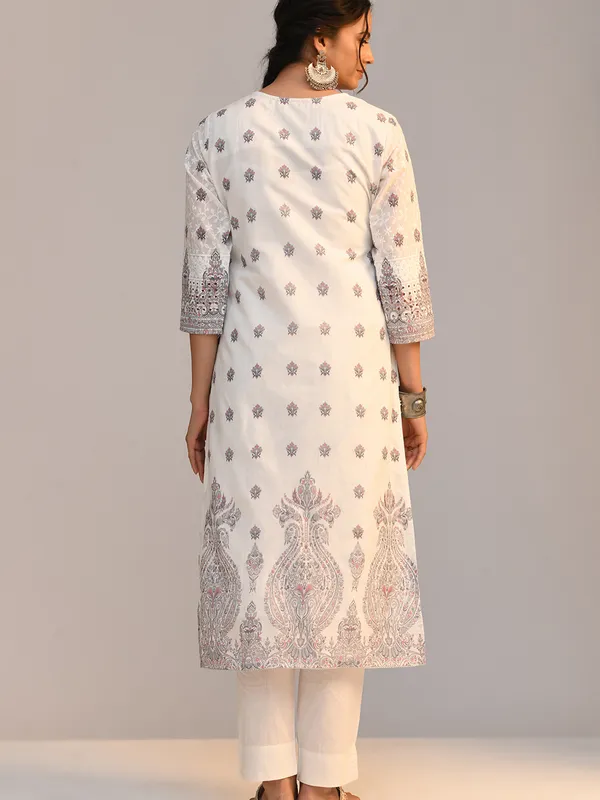 White Embroidered Kurta Set