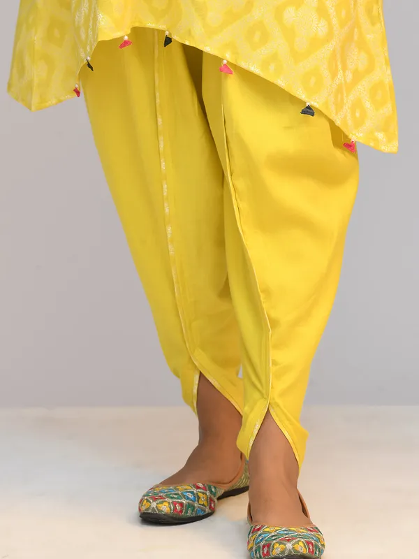 Yellow Printed A Line Kurta Set