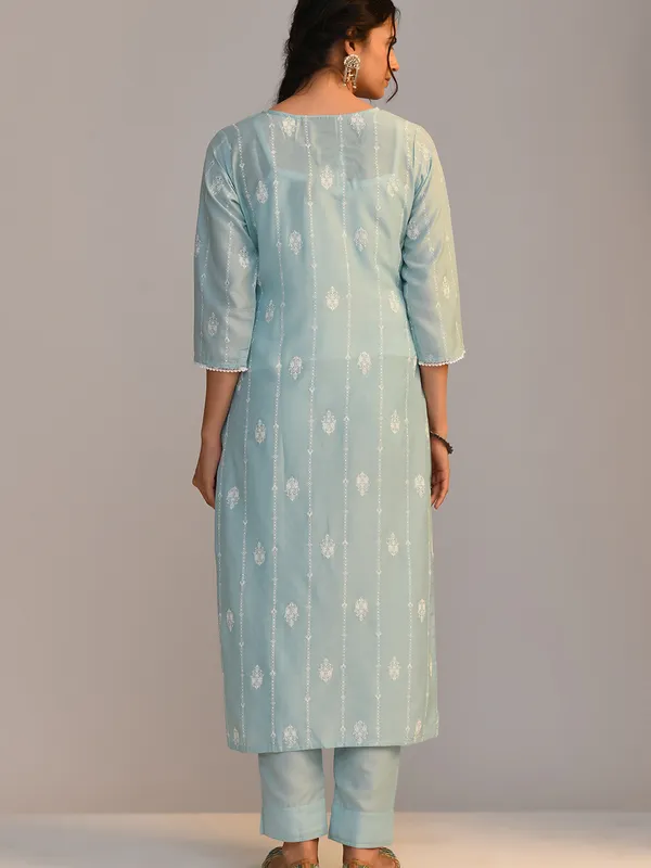 Green Printed Straight Kurta Set