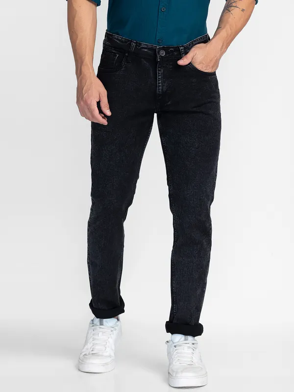 Oxemberg Men Black Slim Fit Solid Denim