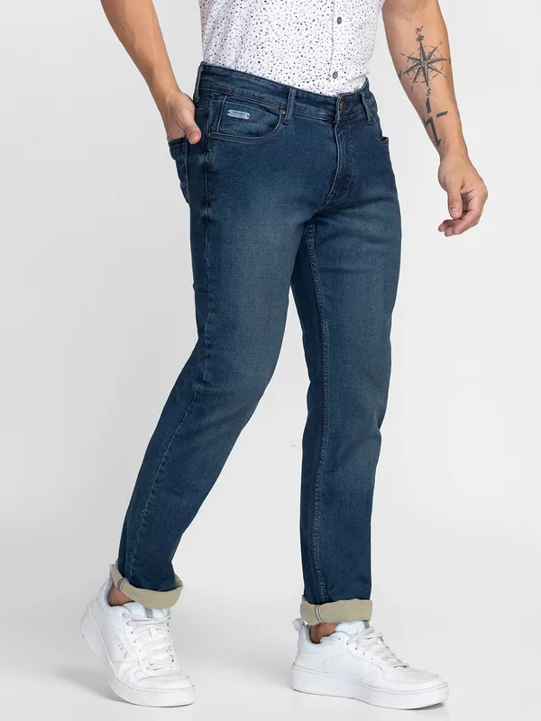 Oxemberg Men BLUE GREEN Slim Fit Solid Denim
