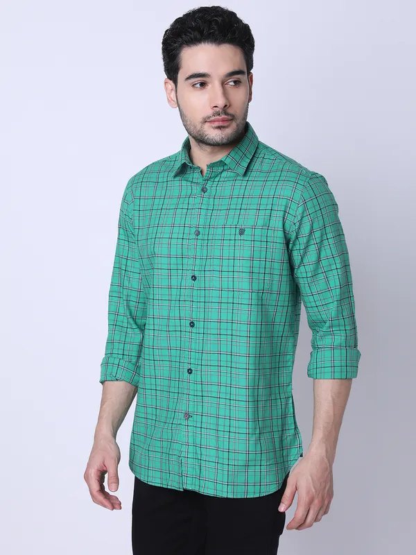 J. Hampstead Men Slim Fit Checkered Casual Shirt