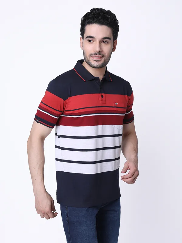 Tessio Men Regular Fit Striped T-Shirt