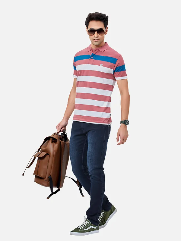 Tessio Men Regular Fit Striped T-Shirt