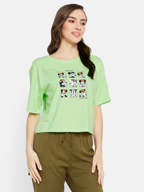 Disney Mickey Minnie Print  Boxer T-shirt
