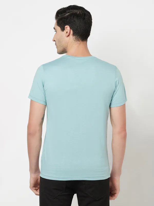 Octave Men Blue Iron Man Printed Cotton T-shirt