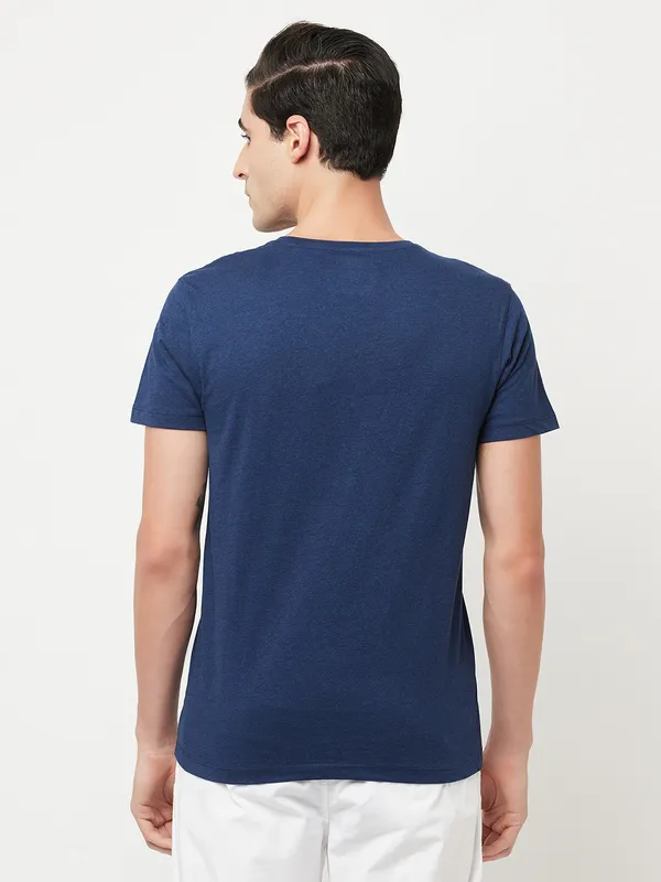 Octave Men Navy Blue Typography Spider-Man Printed Cotton T-shirt