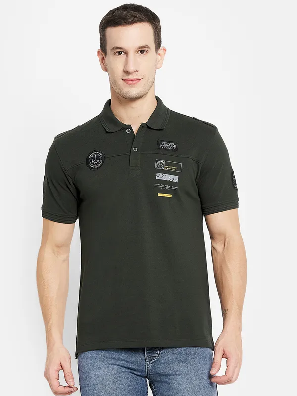 Men DARK OLIVE T-SHIRT