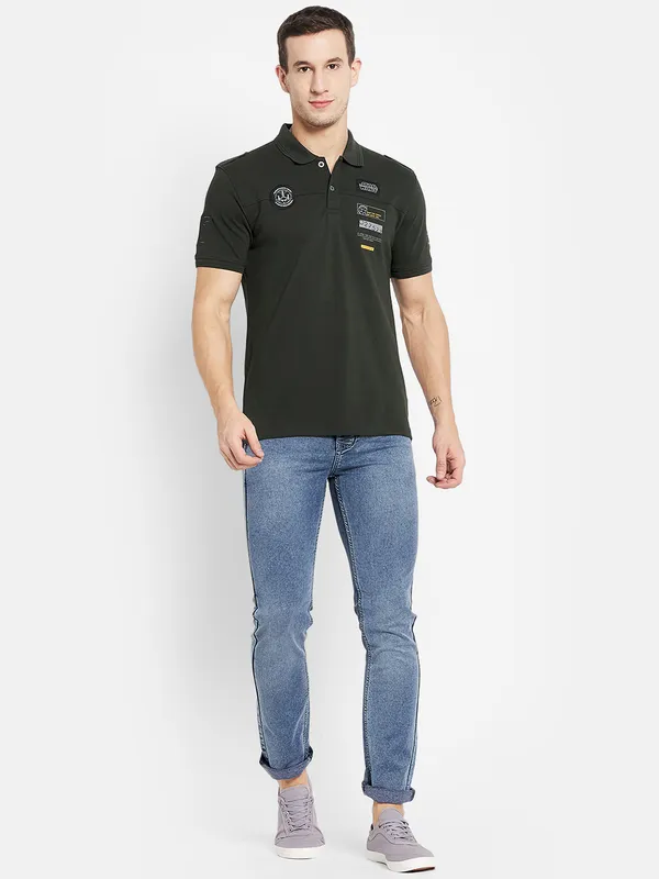 Men DARK OLIVE T-SHIRT