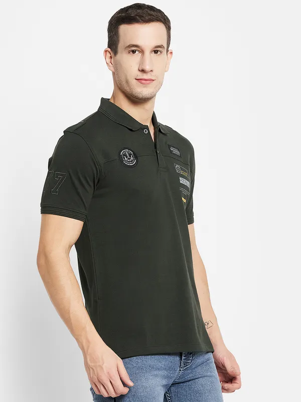 Men DARK OLIVE T-SHIRT