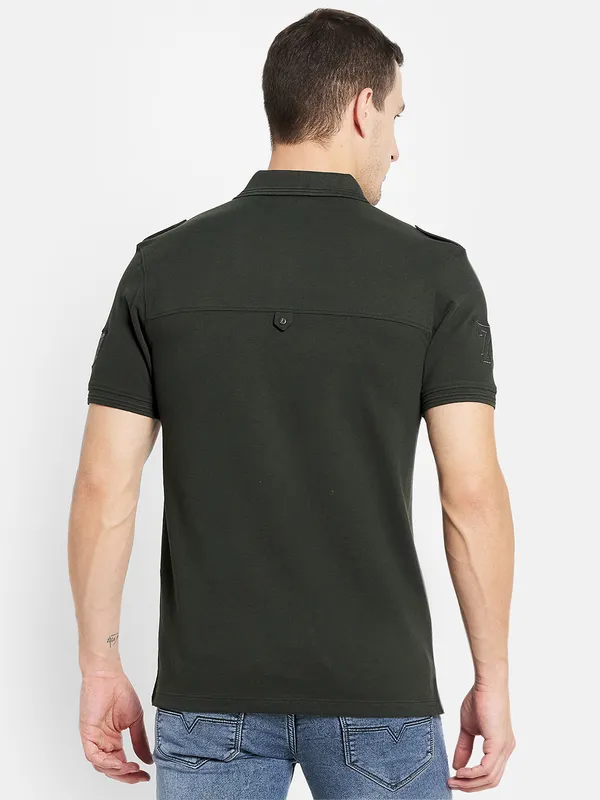 Men DARK OLIVE T-SHIRT