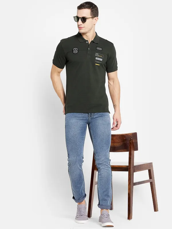 Men DARK OLIVE T-SHIRT