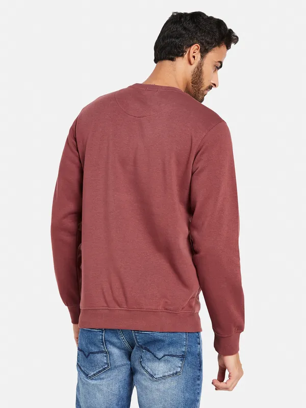 Octave Men Maroon Printed Sweatshirt