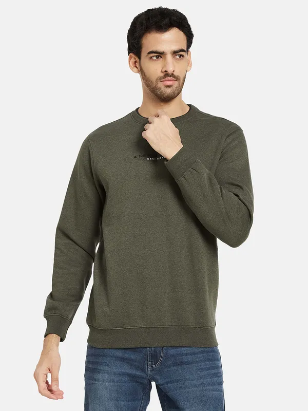 Octave Men Olive Green Sweatshirt