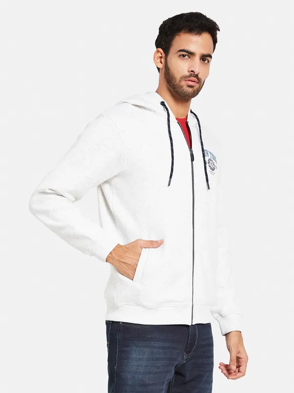 Octave Men White Hooded Sweatshirt