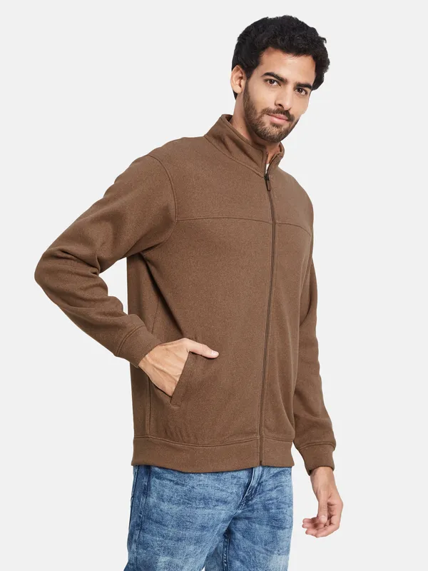 Octave Mock Collar Fleece Front Open Sweatshirt