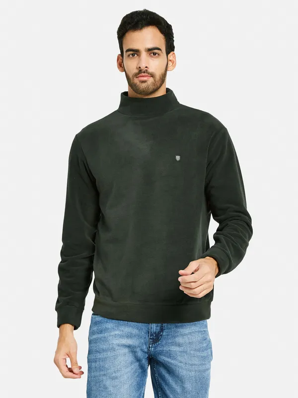 Octave Men Olive Green Sweatshirt