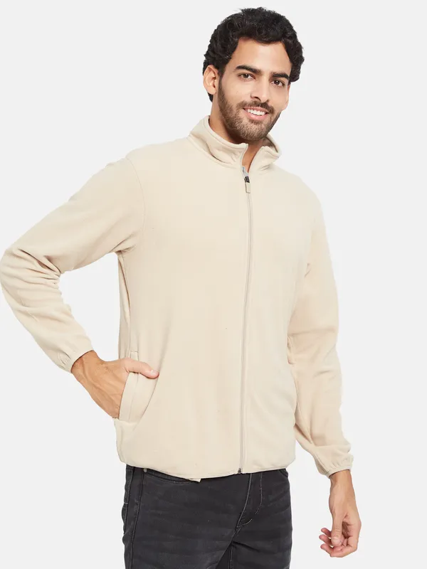 Octave Men Cream-Coloured Sweatshirt