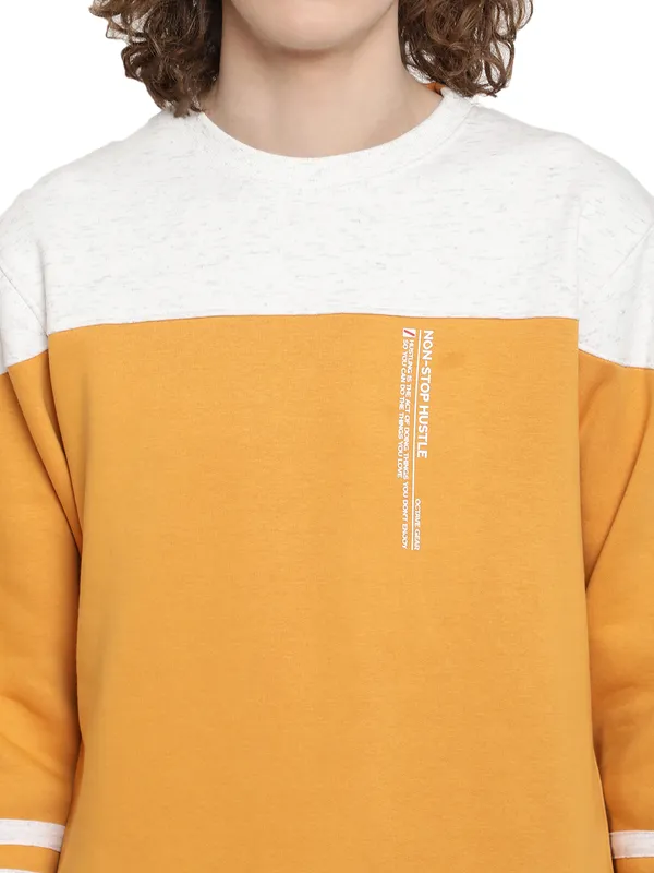 Octave Men Yellow Colourblocked Sweatshirt