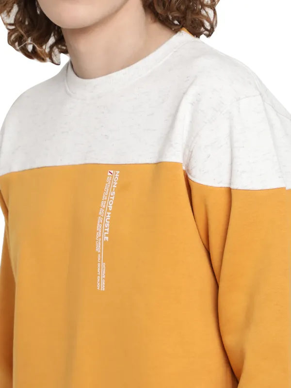 Octave Men Yellow Colourblocked Sweatshirt