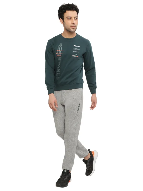 Octave Men Green Printed Sweatshirt