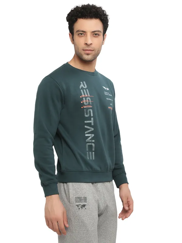 Octave Men Green Printed Sweatshirt