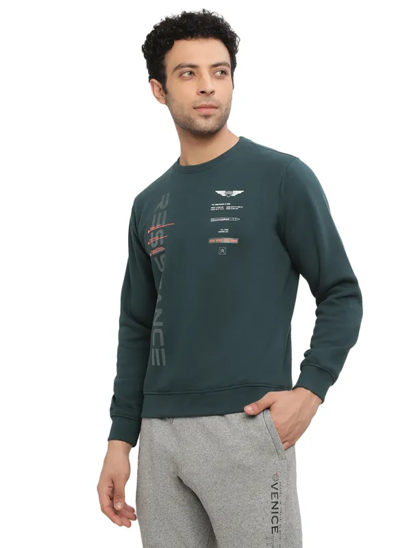 Octave Men Green Printed Sweatshirt