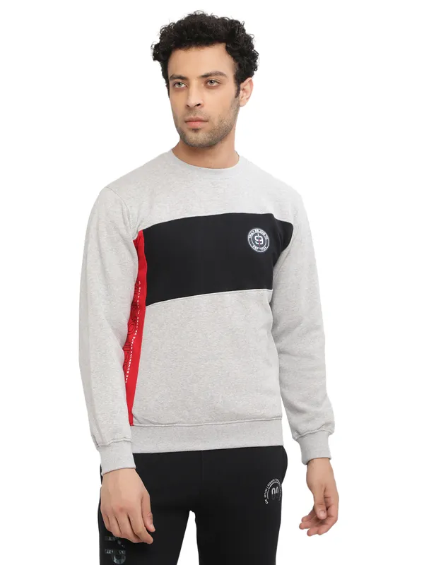 Octave Men Grey Colourblocked Sweatshirt