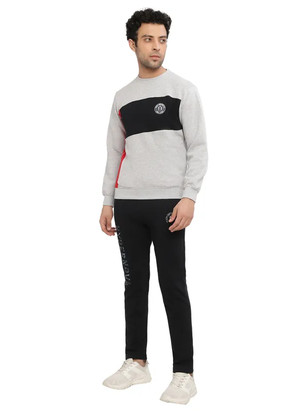 Octave Men Grey Colourblocked Sweatshirt