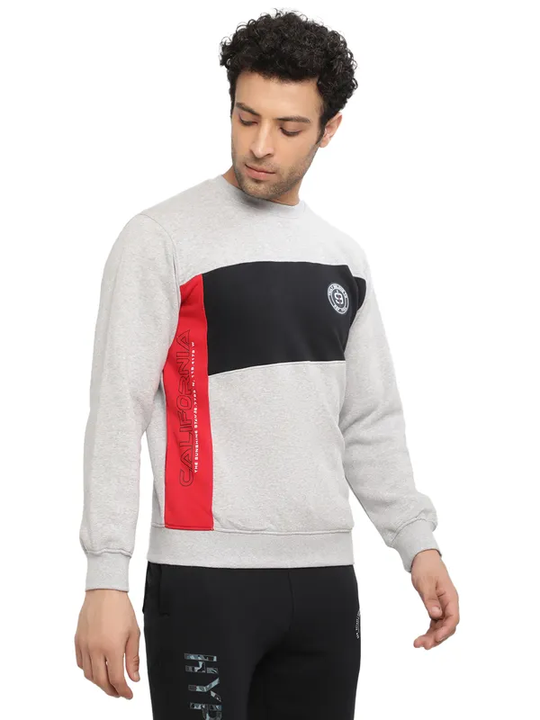 Octave Men Grey Colourblocked Sweatshirt