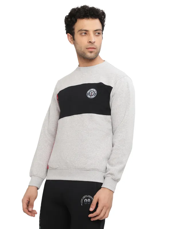 Octave Men Grey Colourblocked Sweatshirt