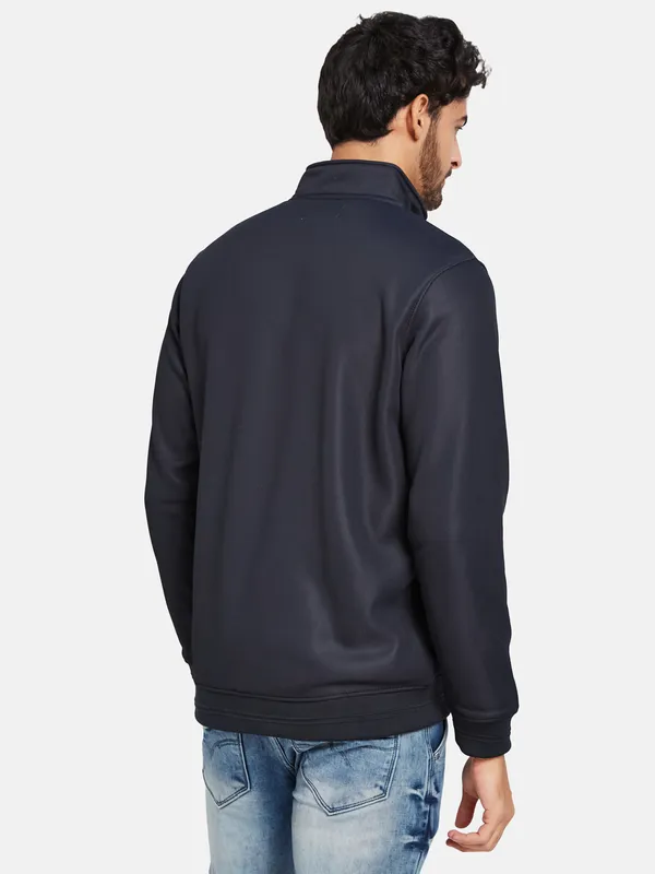 Octave Men Navy Blue Colourblocked Sweatshirt