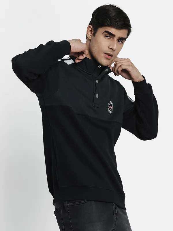 Men Green Colourblocked Sweatshirt