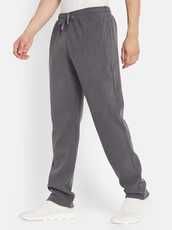 Octave Men Grey Solid Mid-Rise Cotton Joggers