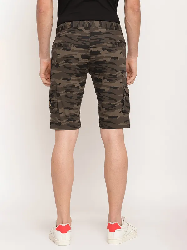 Octave Men Olive Green Printed Shorts