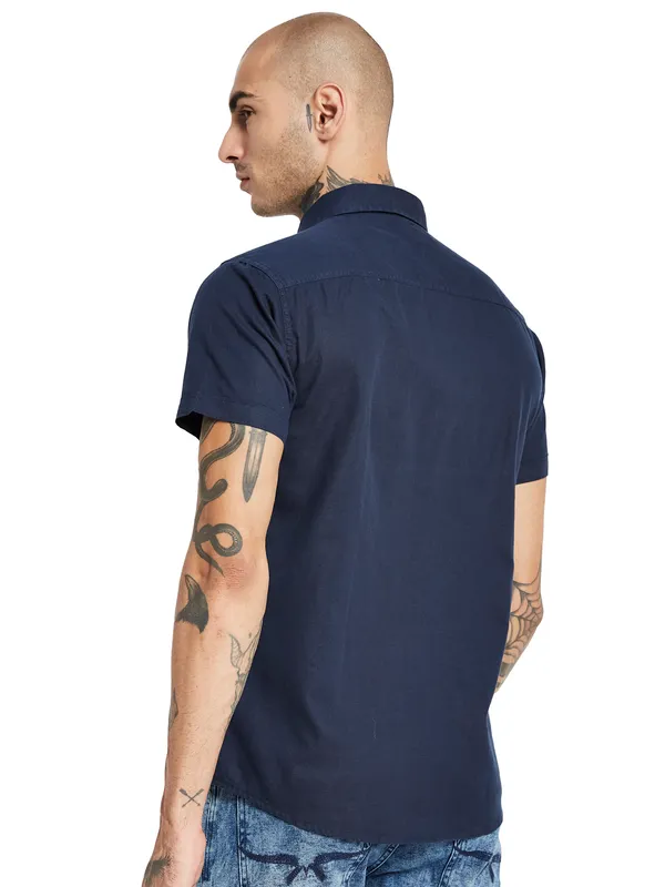 METTLE Short Sleeve Opaque Cotton Casual Shirt