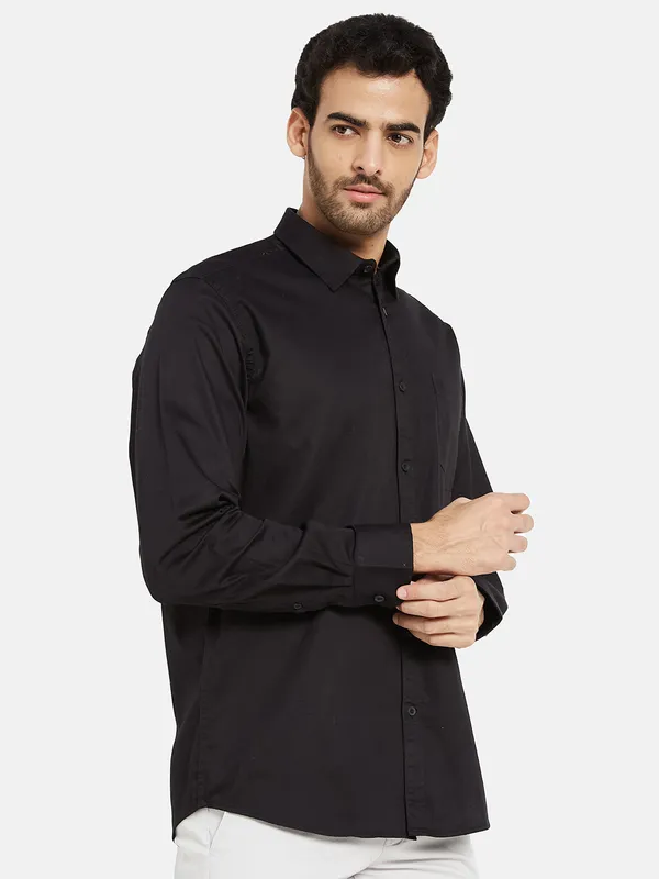 METTLE Men Black Opaque Casual Shirt