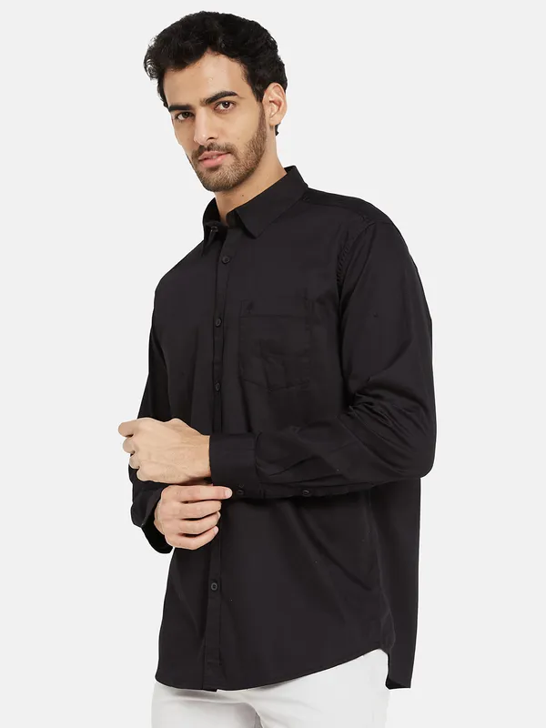 METTLE Men Black Opaque Casual Shirt